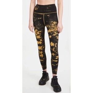 NWT!! GOOD AMERICAN Black & Yellow Tie Dye Seamless Leggings 00 0 X-Small